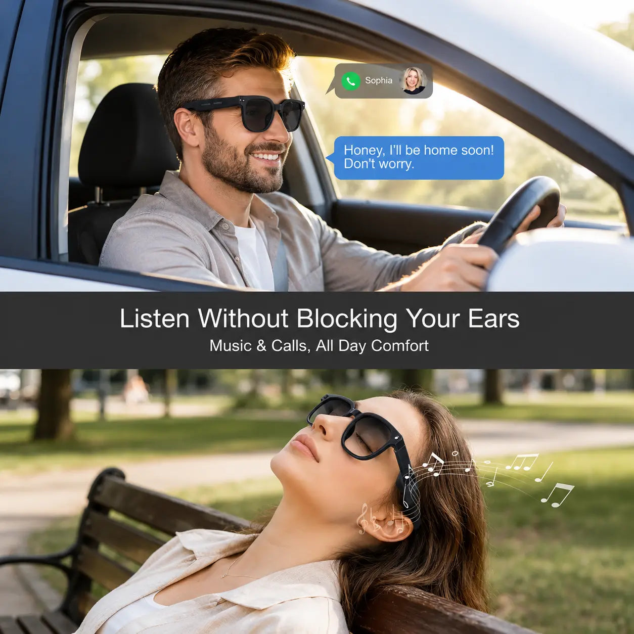 HIEHA 2026 New AI Smart Glasses - 8MP Camera, Photo & Video Recording, Open-Ear HD Audio, Bluetooth Calls & Music Support, UV Protection, Multi-Language Translation, Ideal for Travel & Outdoor Adventures