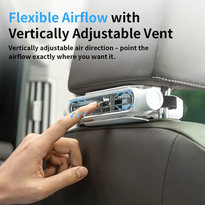 Car Seat Velcro Fan: 3 Adjustable Speeds, Built-In 3000Mah Battery, USB Charging, Suitable for Cars, Golf Carts, and Travel Rvs
