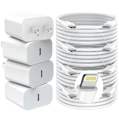 6FT Super Fast Charging 2-Pack Type-C Wall Charger Block with 2-Pack USB-C to Lightning Cable for Iphone 14/13/12,Airpods Pro, Mobile Smartphone