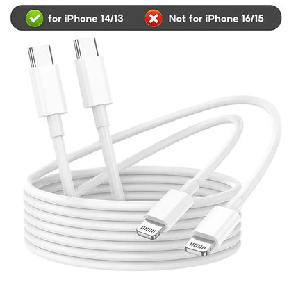 6FT Super Fast Charging 2-Pack Type-C Wall Charger Block with 2-Pack USB-C to Lightning Cable for Iphone 14/13/12,Airpods Pro, Mobile Smartphone