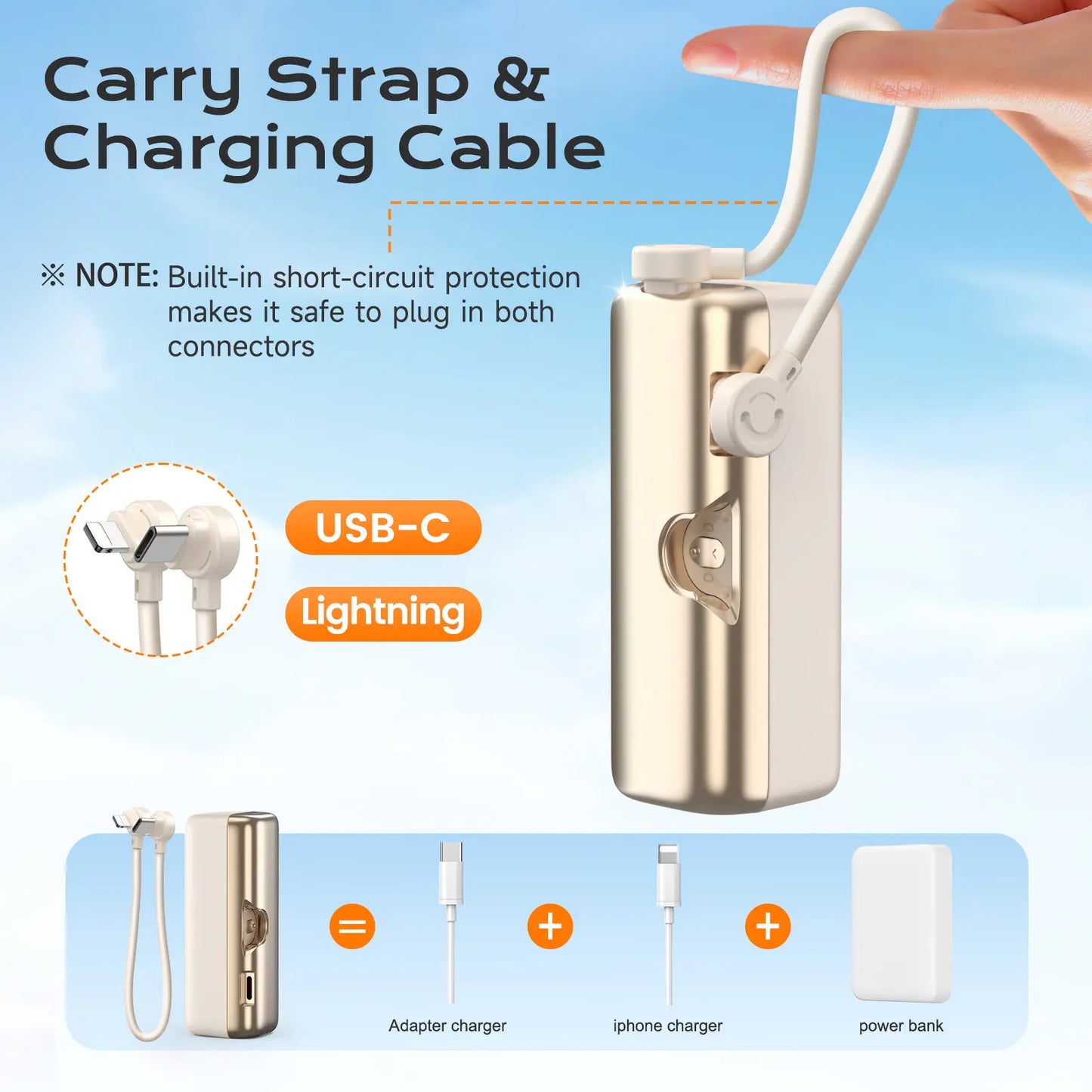 SEANCHEER P03 10000Mah Mini Power Bank Small Portable Charger Power Bank for Iphone, Fast Charging Mini Travel Essential Battery Pack Stand for Iphone,Samsung,Andriod, Light Gold