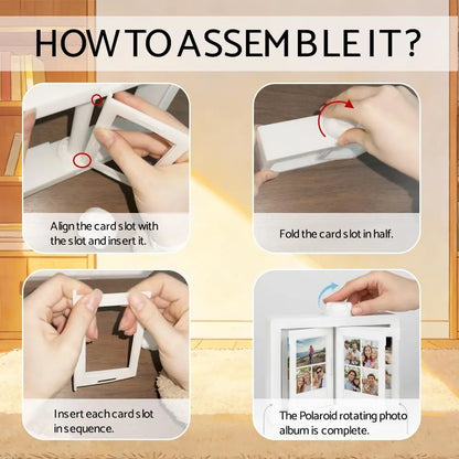 Rotating Film Frame Flip Album - 24-Item Capacity, DIY Display Holder, Card & Desktop Decor, Ideal Gift for Collectors