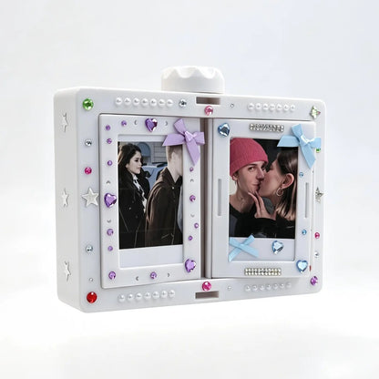 Rotating Film Frame Flip Album - 24-Item Capacity, DIY Display Holder, Card & Desktop Decor, Ideal Gift for Collectors