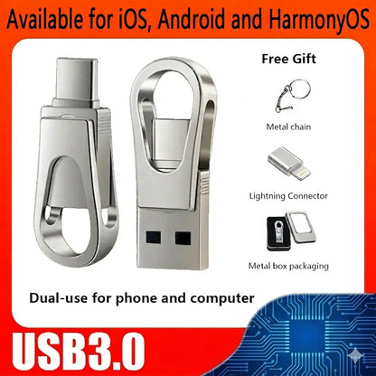 3-In-1 USB Flash Drive, Large Capacity, Dual Interface OTG Type-C, Suitable for Mobile Phones and Computers, Compatible with All Android/ Ios/Harmonyos, Suitable for Students and Office Use, G, Launched in 2026