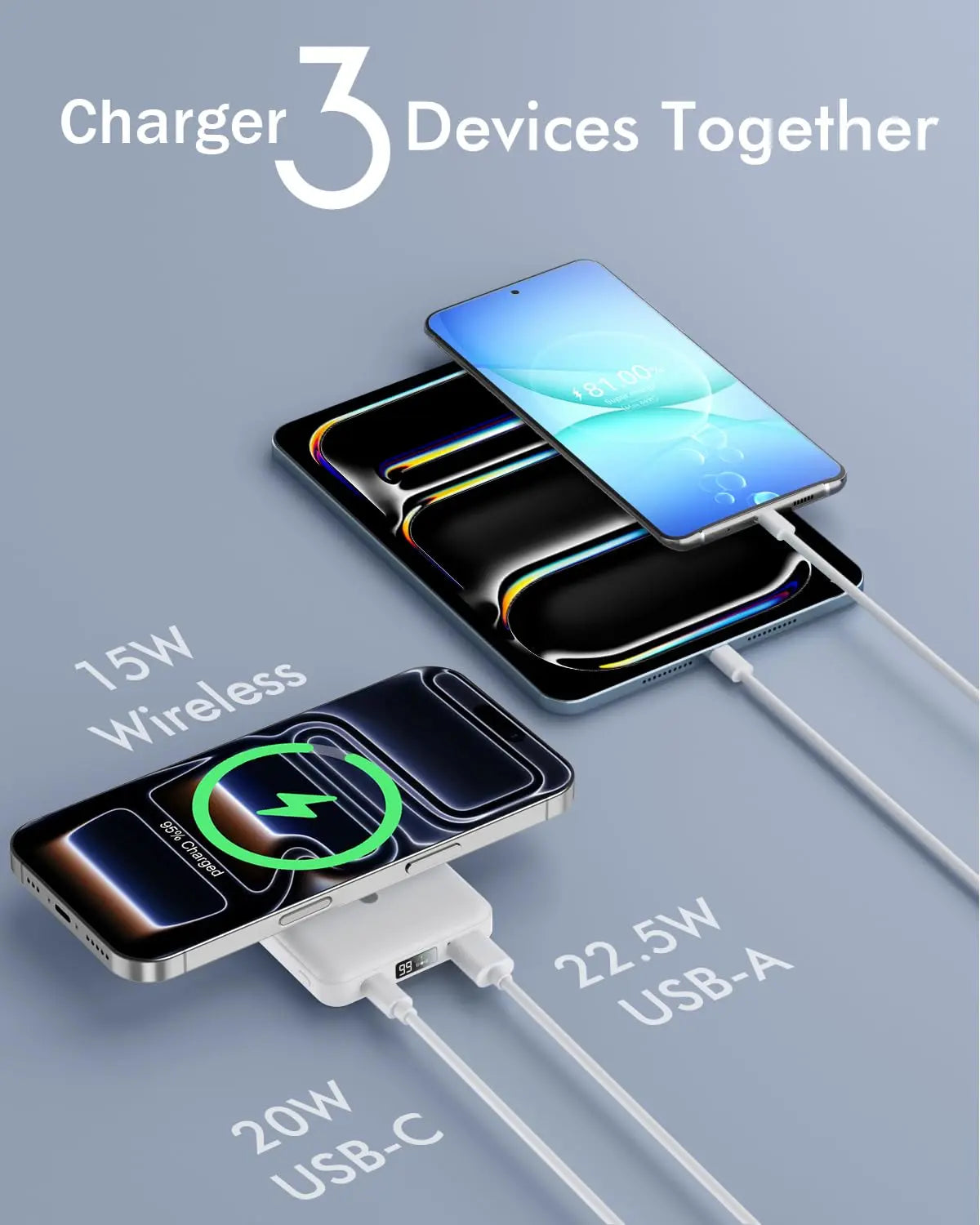 10,000Mah Magnetic Wireless Power Bank with LED Display | 22.5W Fast Charging Magsafe Battery Pack with Stand | Compatible with Iphone 17/16/15/14/13/12 Series | Portable Charger Foldable Lithium Ion Travel Essential Usb Type
