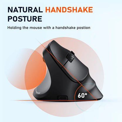MEETION Left-Handed Ergonomic Mouse, Wireless Vertical RGB Rechargeable Mouse, Bluetooth(5.2 + 3.0) & USB-A with USB-C Adapter 4 Adjustable DPI Mice for Mac/Windows/Pc/Tablet/Ipad