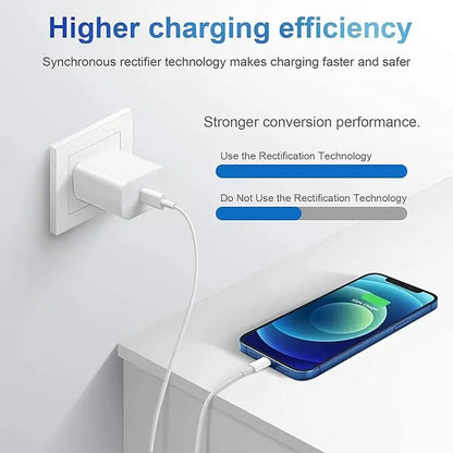 6FT Super Fast Charging 2-Pack Type-C Wall Charger Block with 2-Pack USB-C to Lightning Cable for Iphone 14/13/12,Airpods Pro, Mobile Smartphone